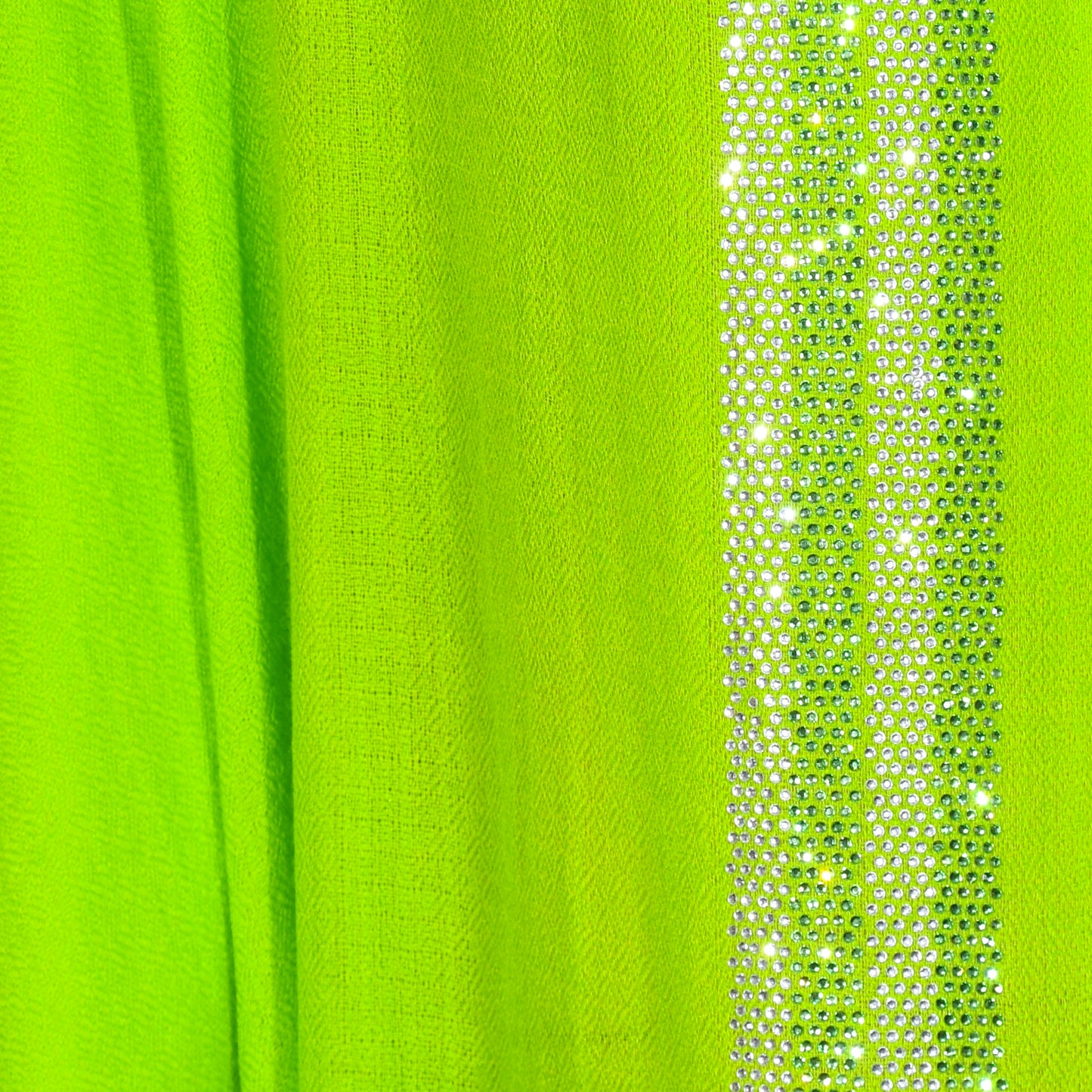 CASHMERE & SWAROVSKI WRAP - NEON GREEN WITH SILVER