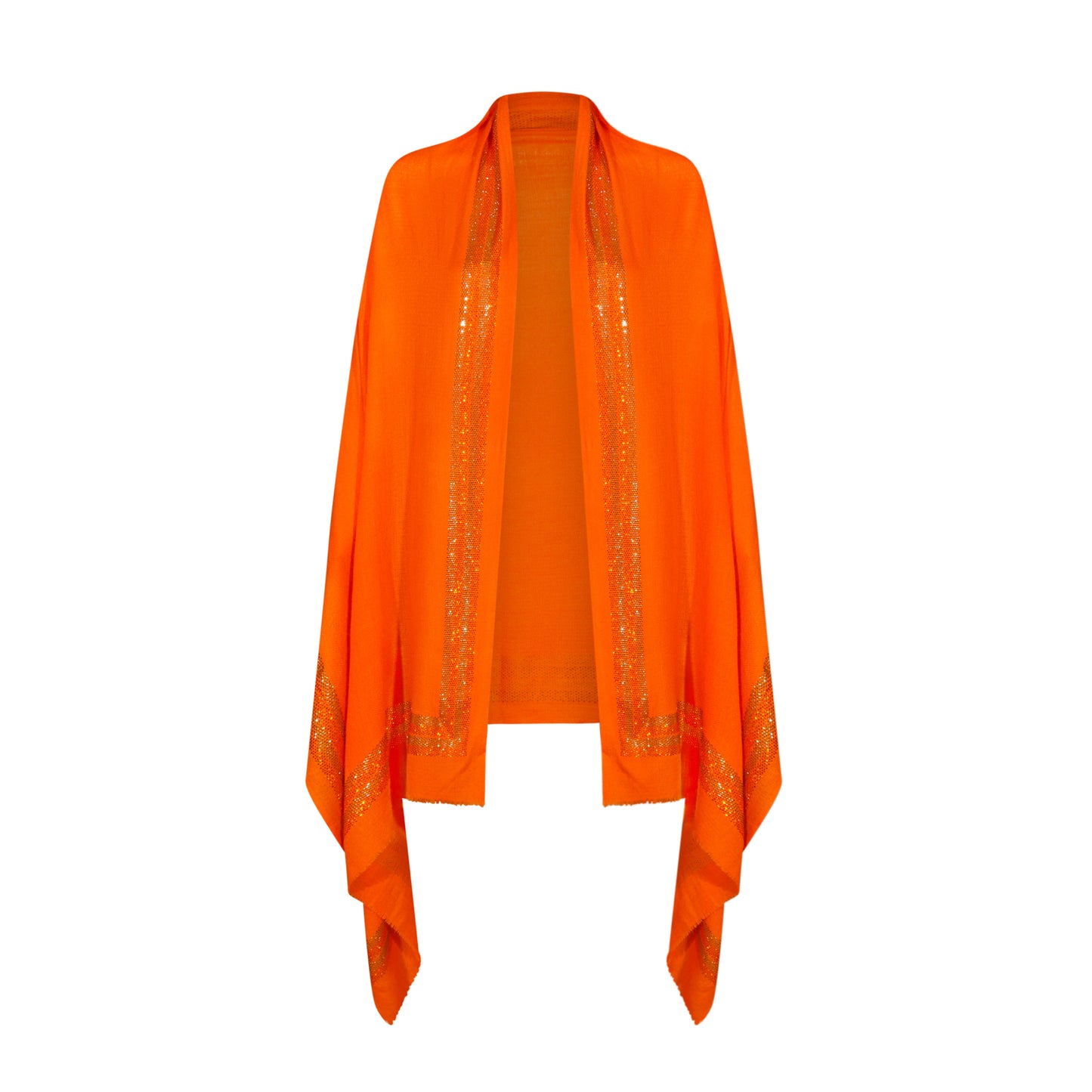 CASHMERE & SWAROVSKI WRAP - ORANGE WITH GOLD