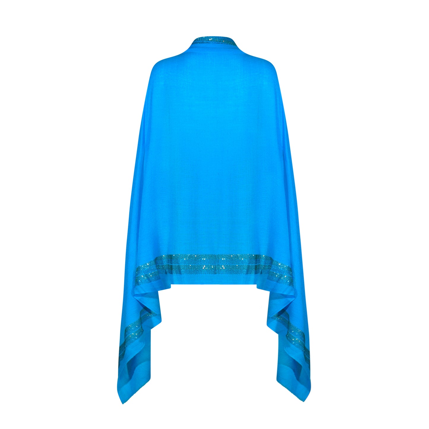 CASHMERE & SWAROVSKI WRAP - TURQUOISE WITH GOLD