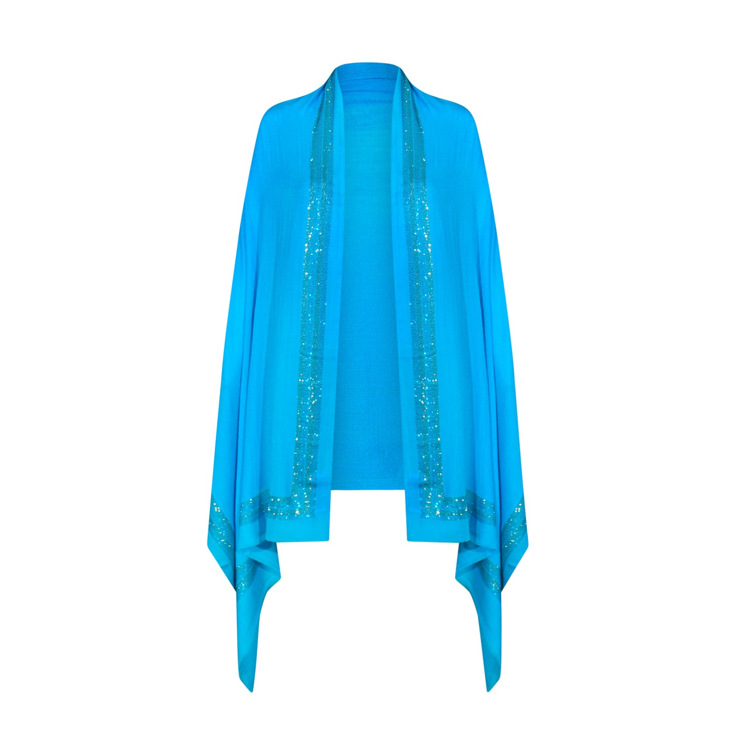 CASHMERE & SWAROVSKI WRAP - TURQUOISE WITH GOLD