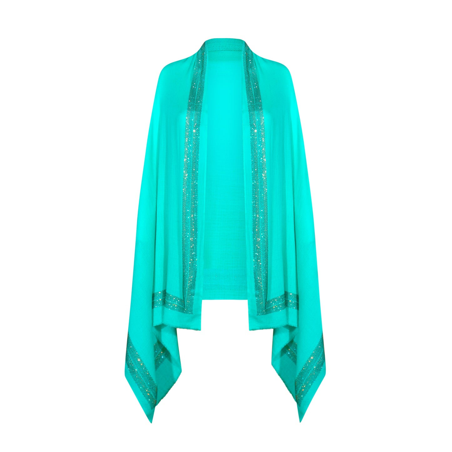 EX DISPLAY CASHMERE & SWAROVSKI WRAP - JADE WITH GOLD