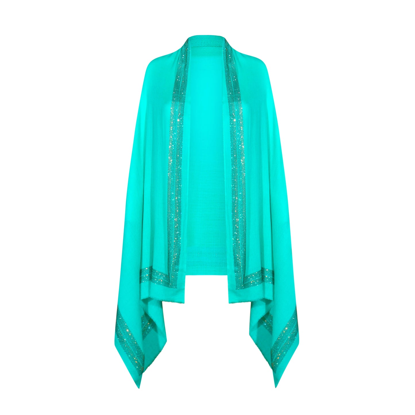 CASHMERE & SWAROVSKI WRAP - JADE WITH GOLD