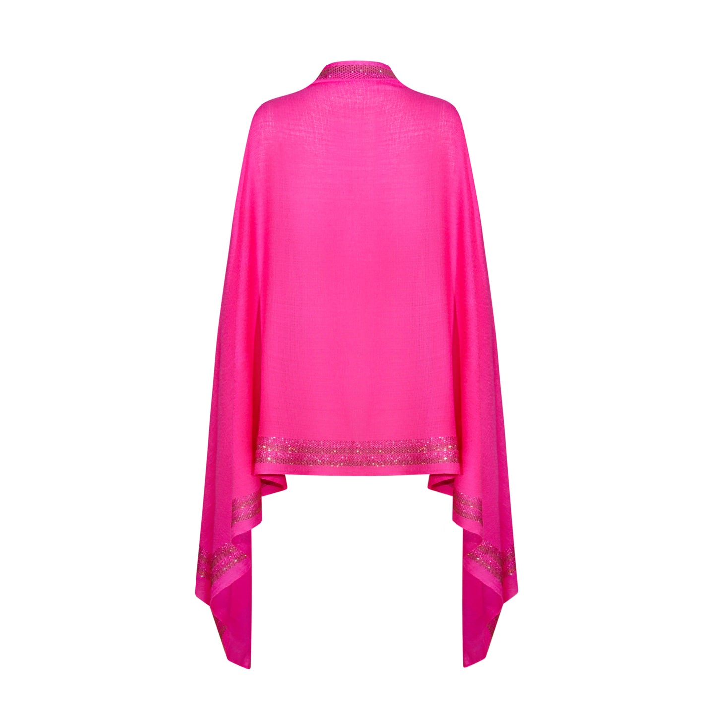 CASHMERE & SWAROVSKI WRAP - FUCHSIA WITH GOLD