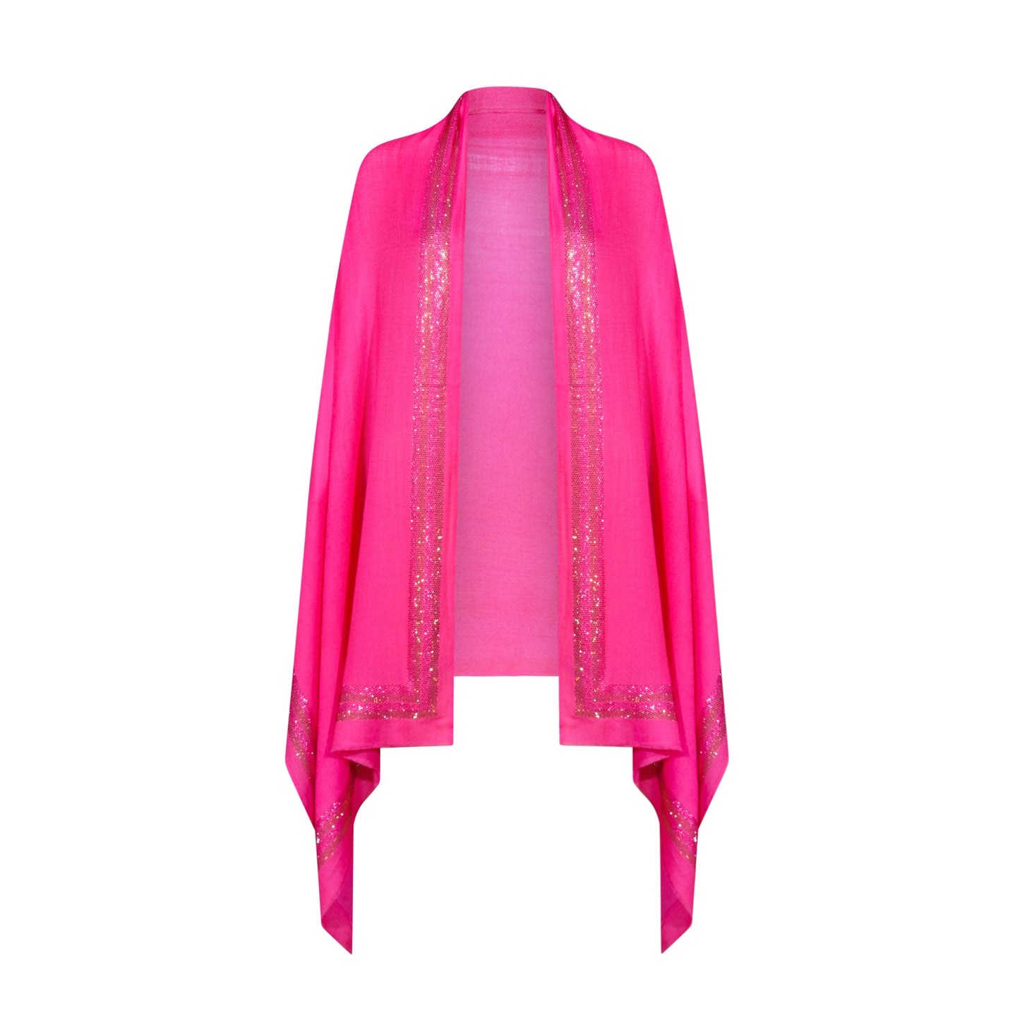 CASHMERE & SWAROVSKI WRAP - FUCHSIA WITH GOLD