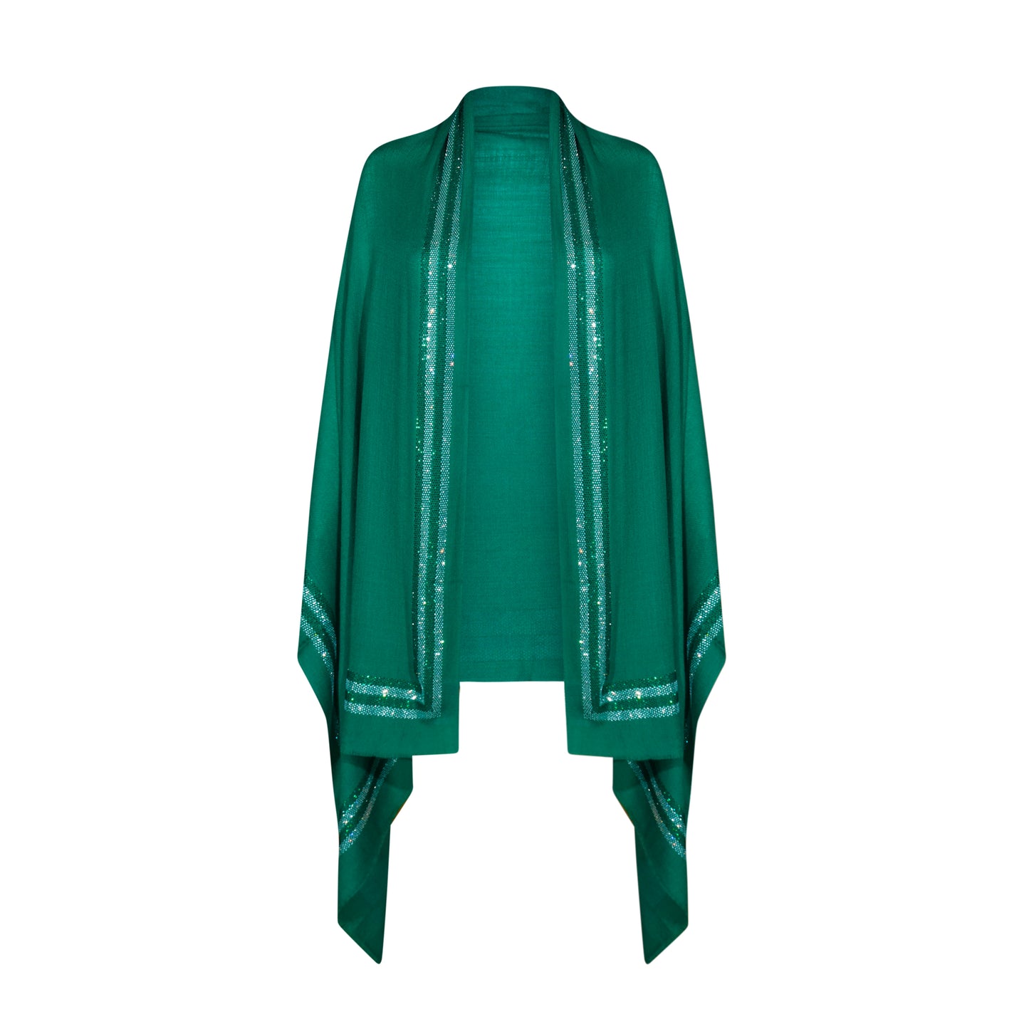 CASHMERE & SWAROVSKI WRAP - KINGFISHER WITH SILVER