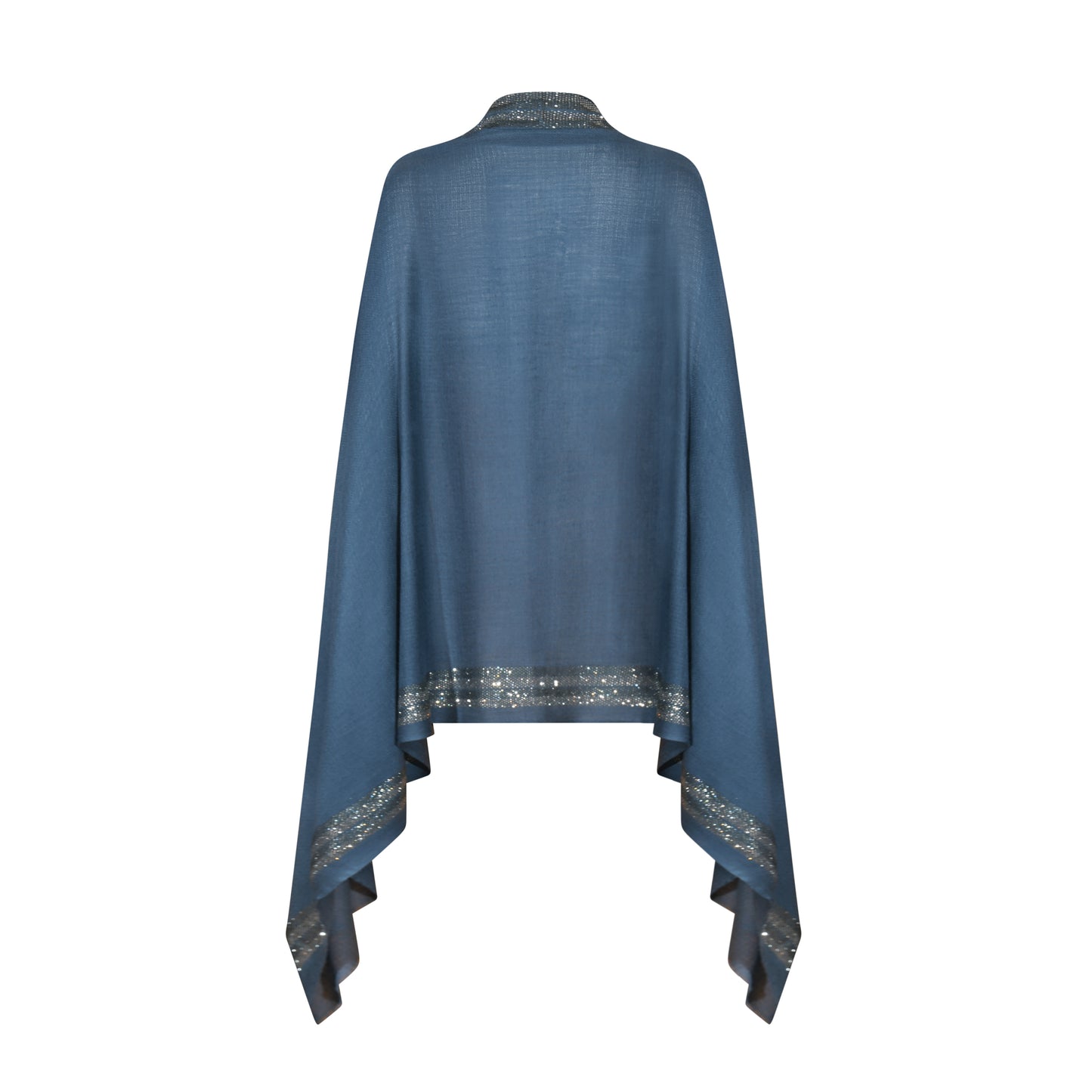 CASHMERE & SWAROVSKI WRAP - AIRFORCE BLUE WITH SILVER