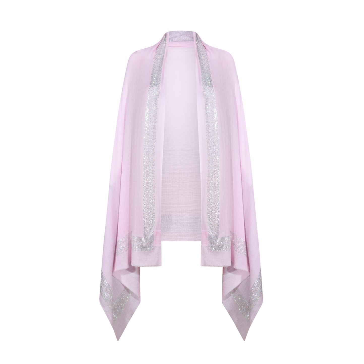 CASHMERE & SWAROVSKI WRAP - ICE PINK WITH SILVER