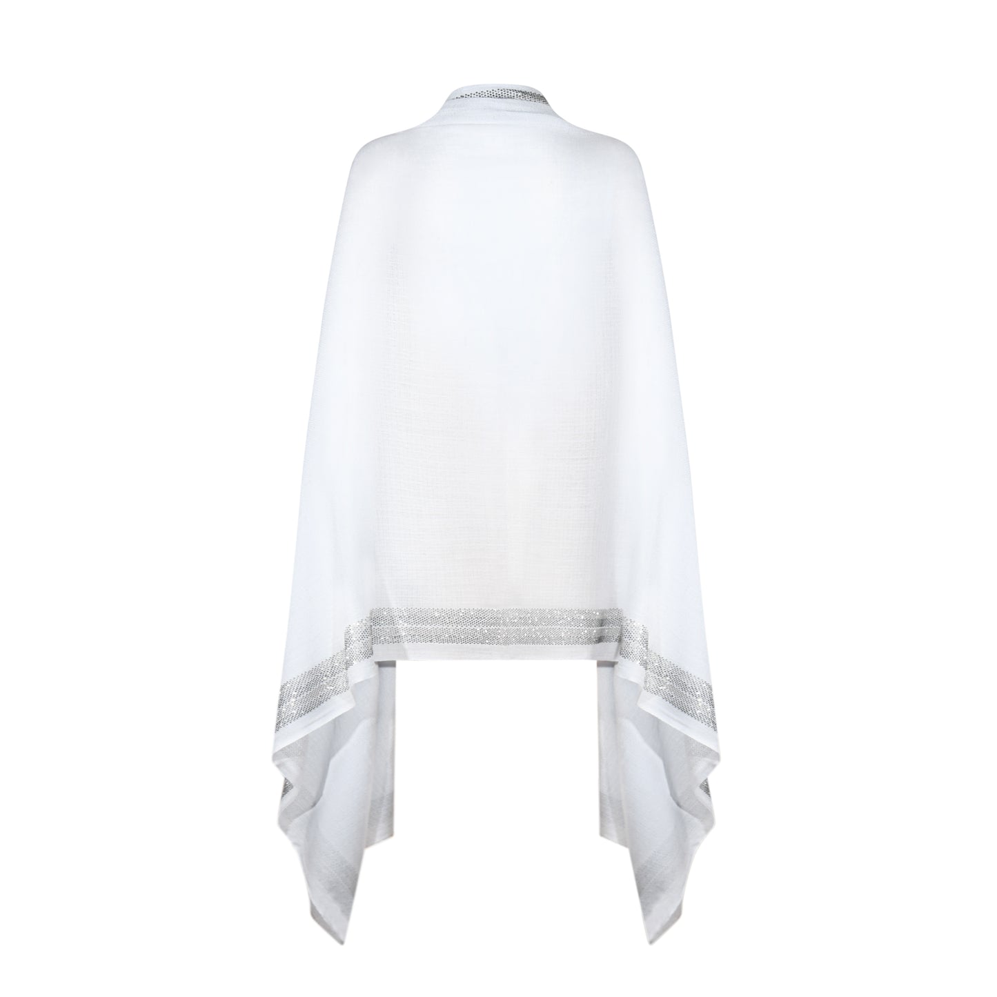 CASHMERE & SWAROVSKI WRAP - WHITE WITH SILVER