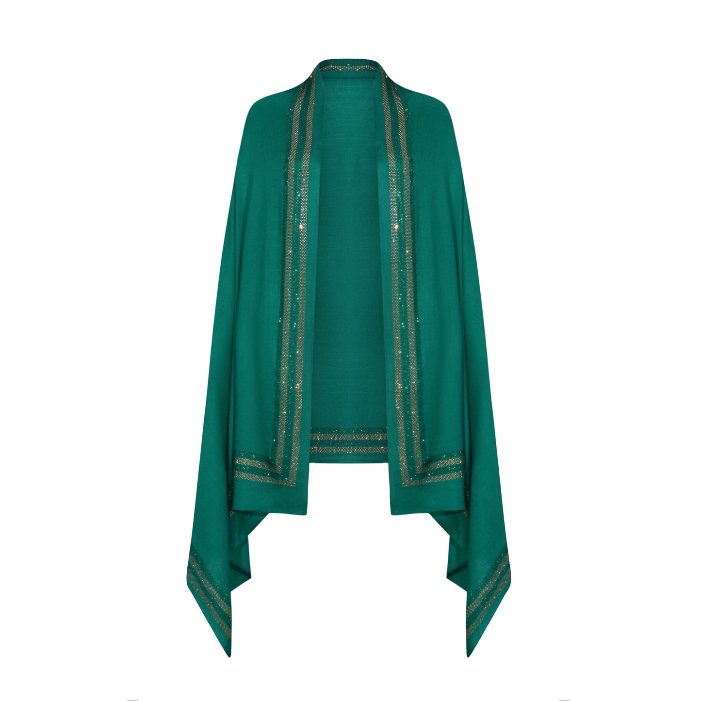 CASHMERE & SWAROVSKI WRAP - PEACOCK