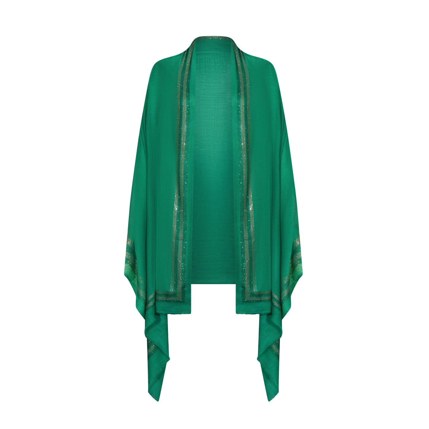 CASHMERE & SWAROVSKI WRAP - EMERALD