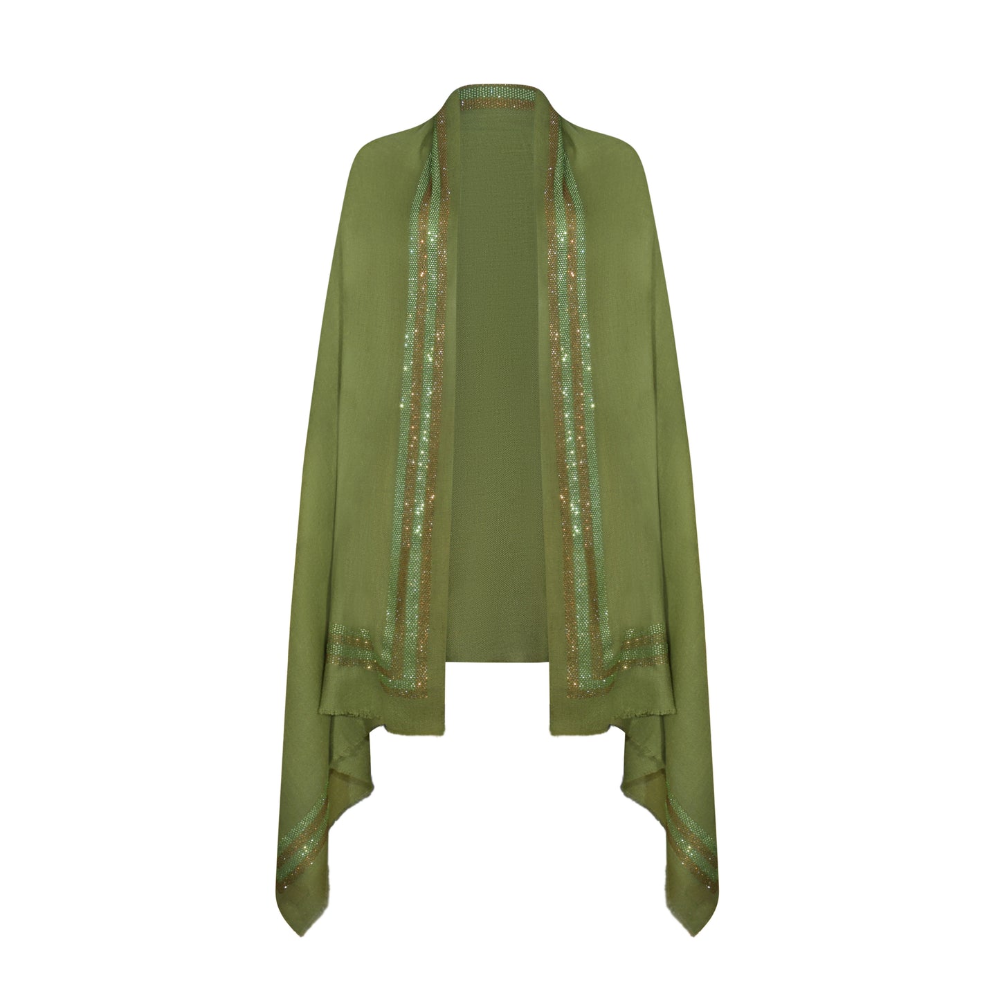 CASHMERE & SWAROVSKI WRAP - OLIVE