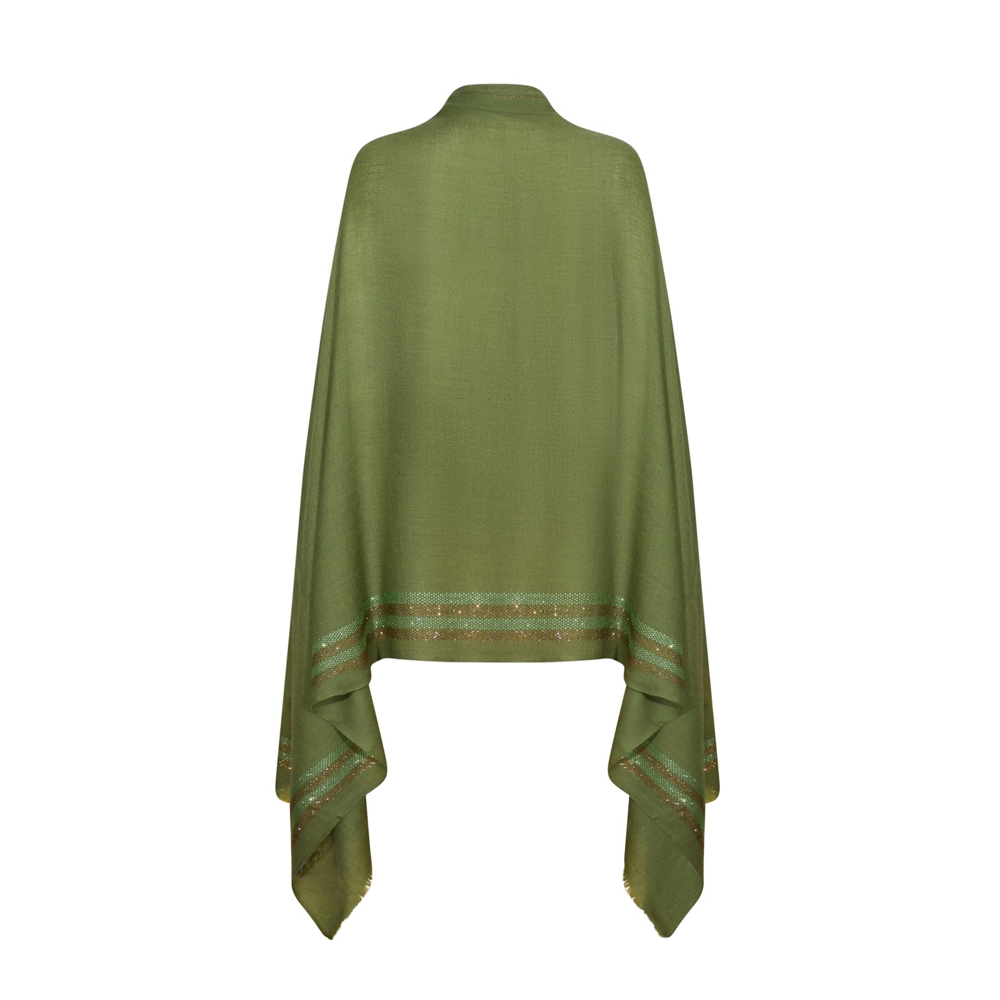 CASHMERE & SWAROVSKI WRAP - OLIVE