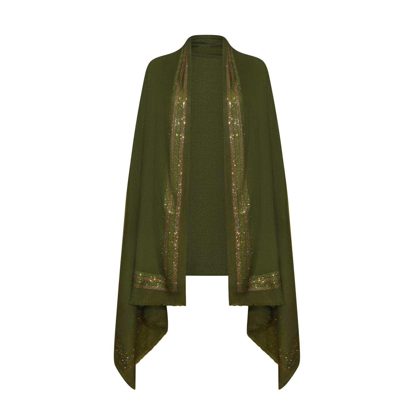 EX DISPLAY CASHMERE & SWAROVSKI WRAP - KHAKI
