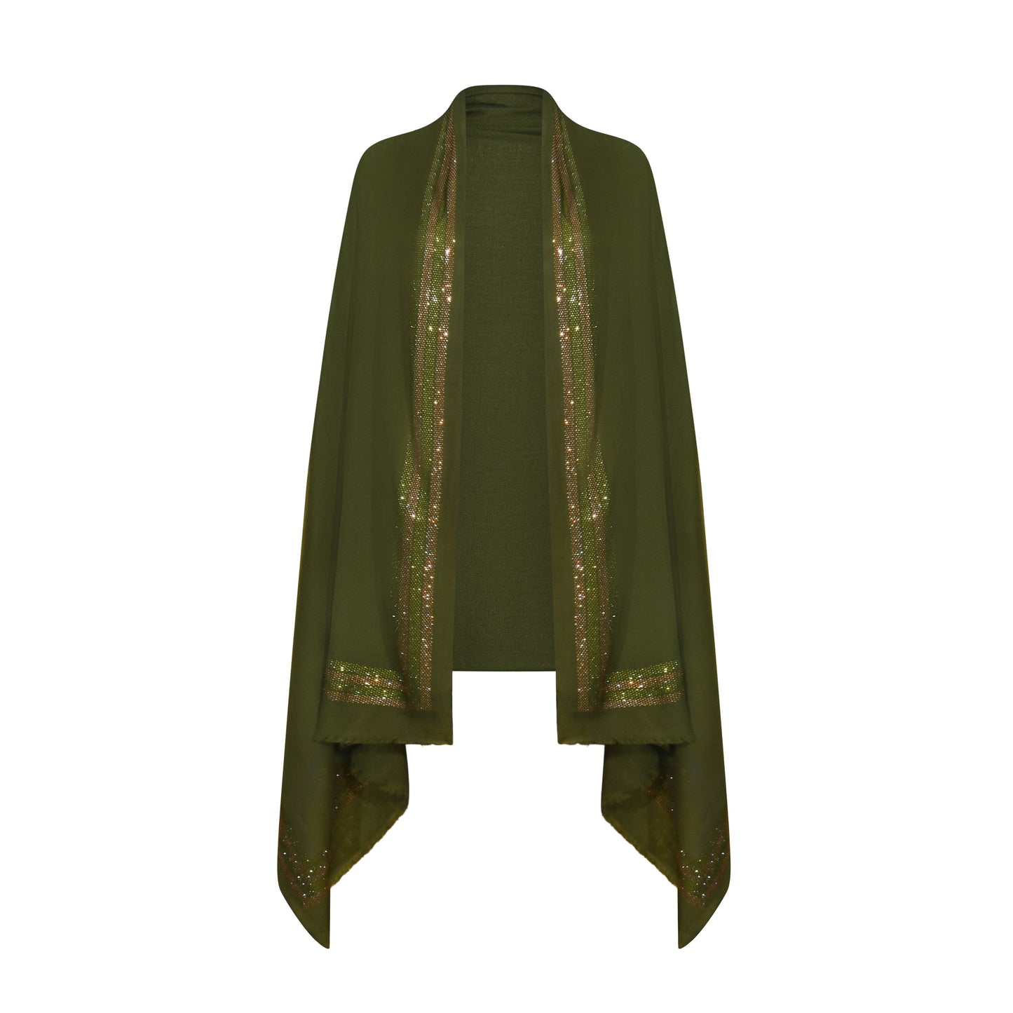 CASHMERE & SWAROVSKI WRAP - KHAKI