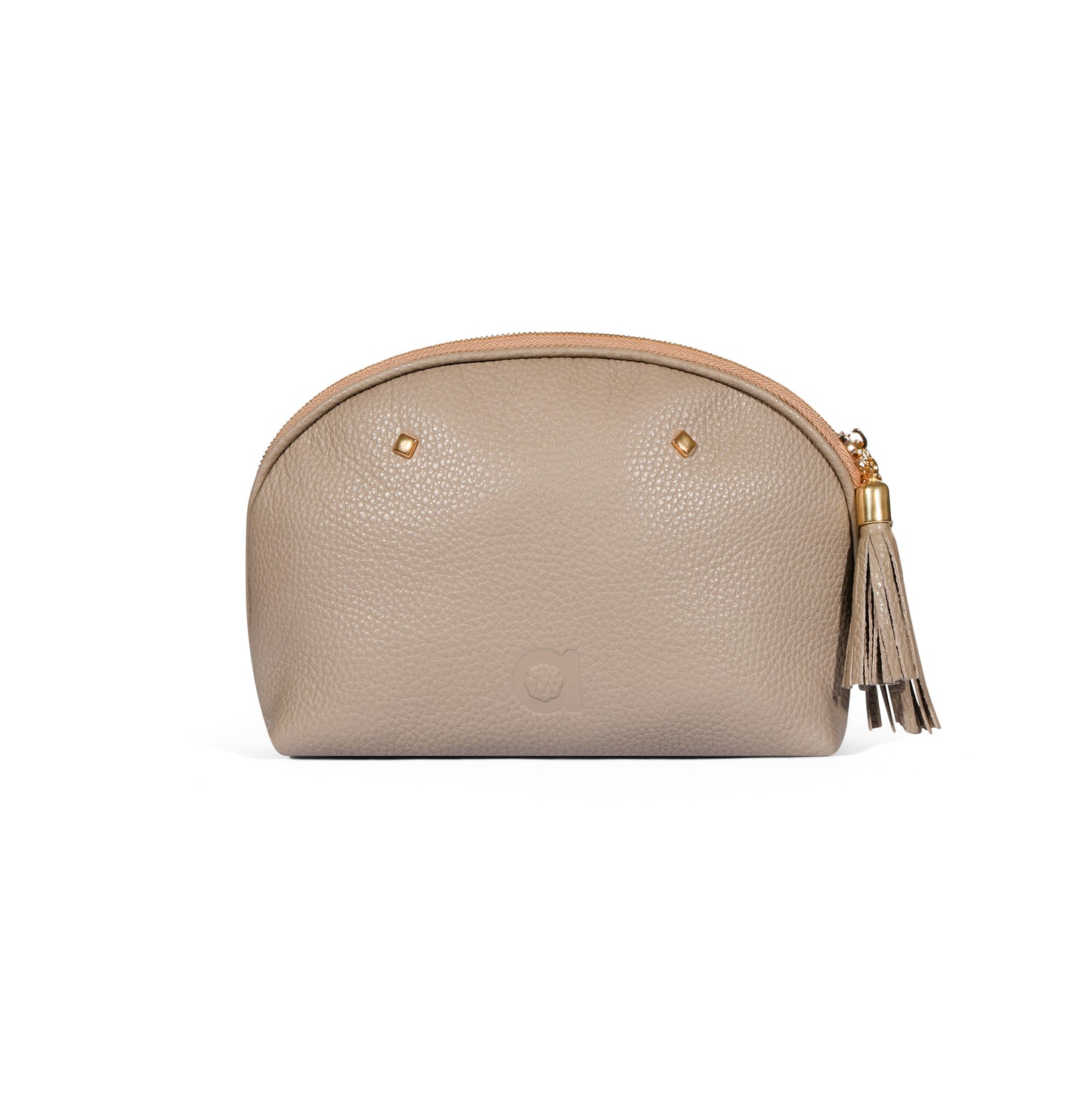 NEW HALF MOON MAKE-UP BAG - TAUPE with GOLD