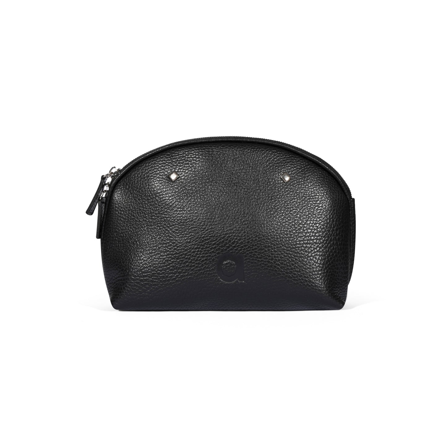 NEW HALF MOON MAKE-UP BAG - BLACK with SILVER