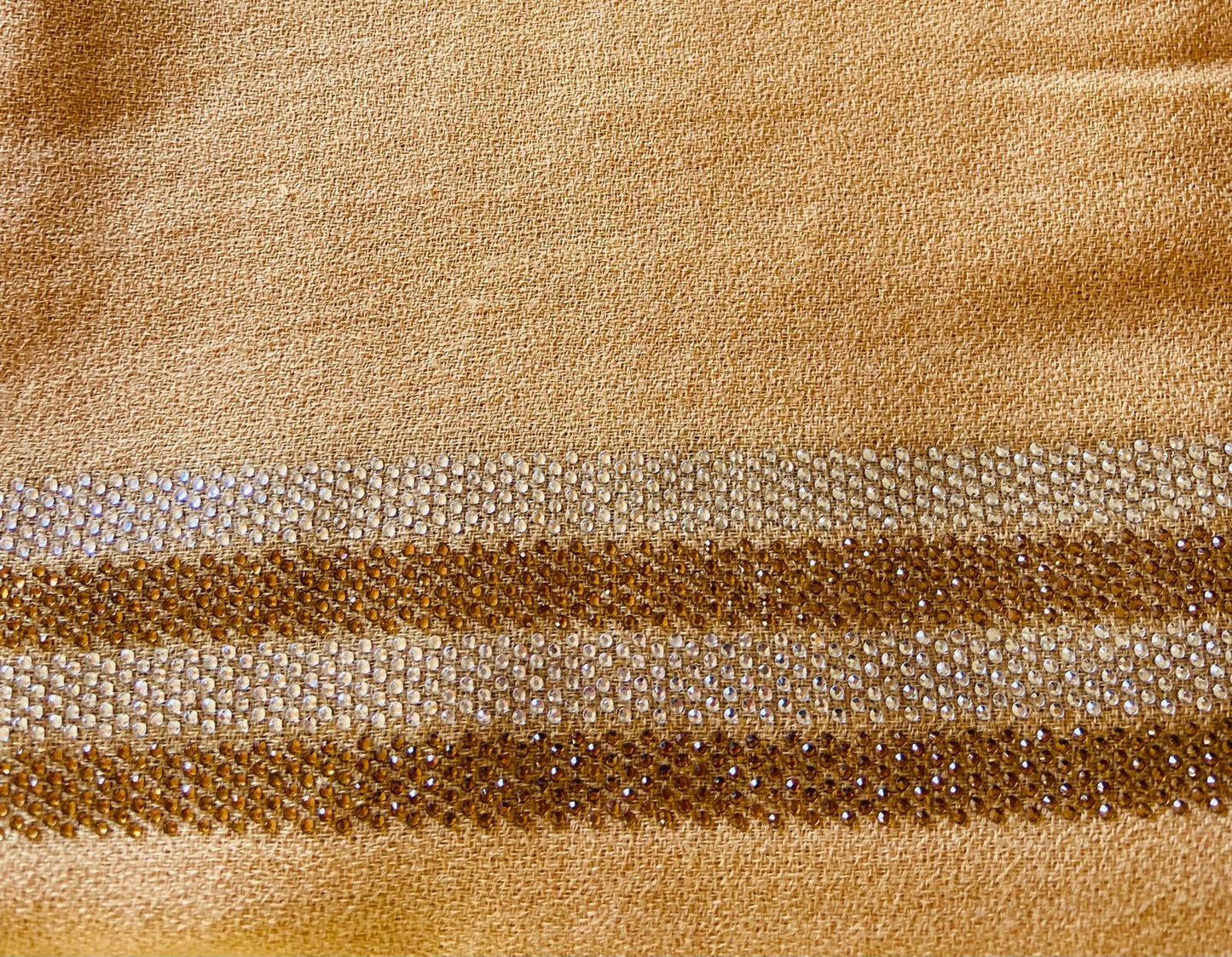 CASHMERE & SWAROVSKI WRAP - CARAMEL