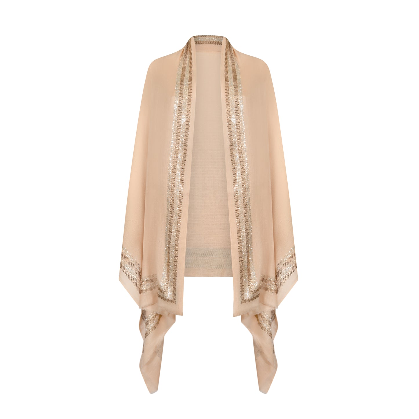 EX DISPLAY CASHMERE & SWAROVSKI WRAP - LIGHT SAND