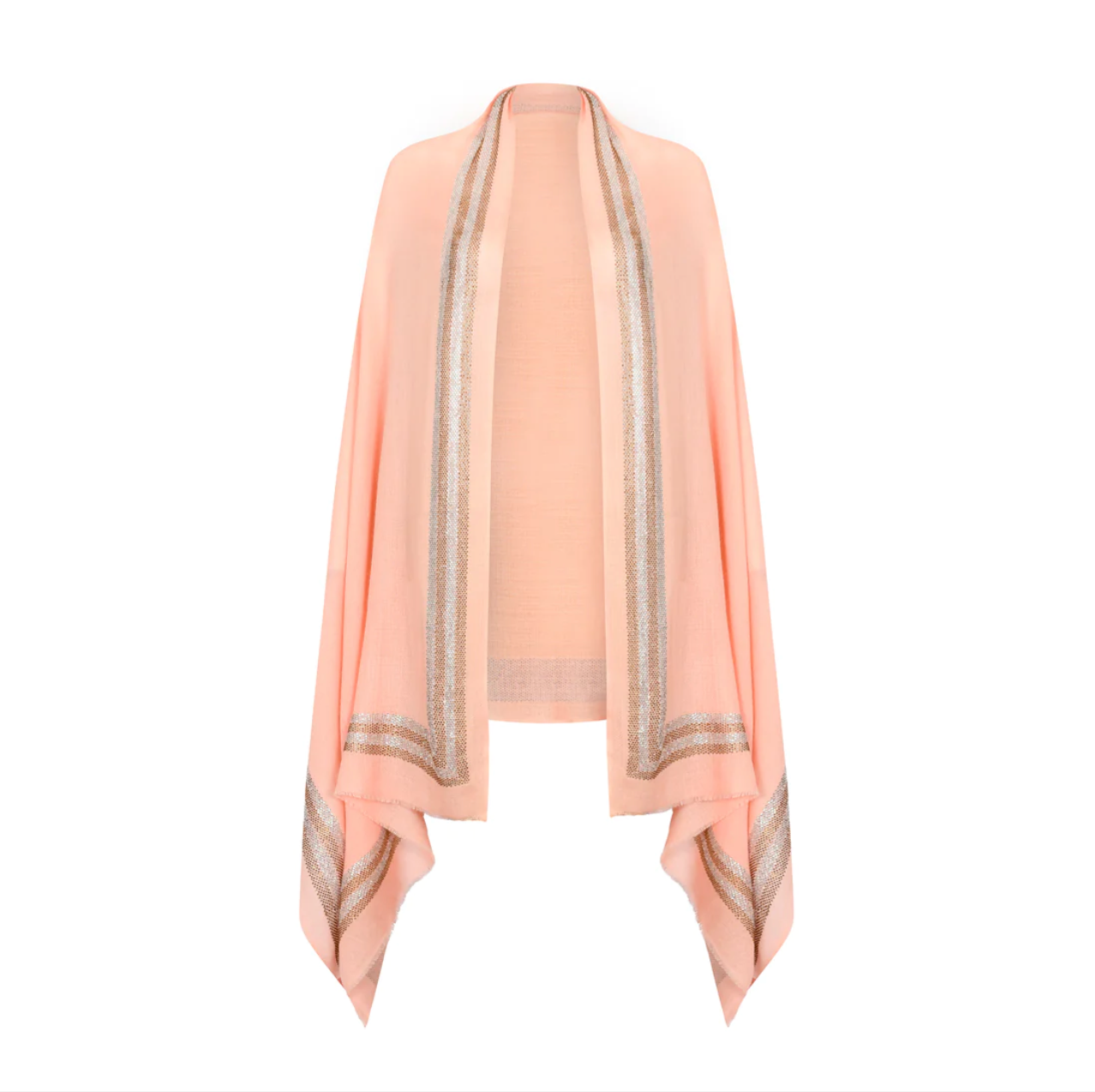 CASHMERE & SWAROVSKI WRAP - PEACH WITH SILVER & GOLD - EX DISPLAY