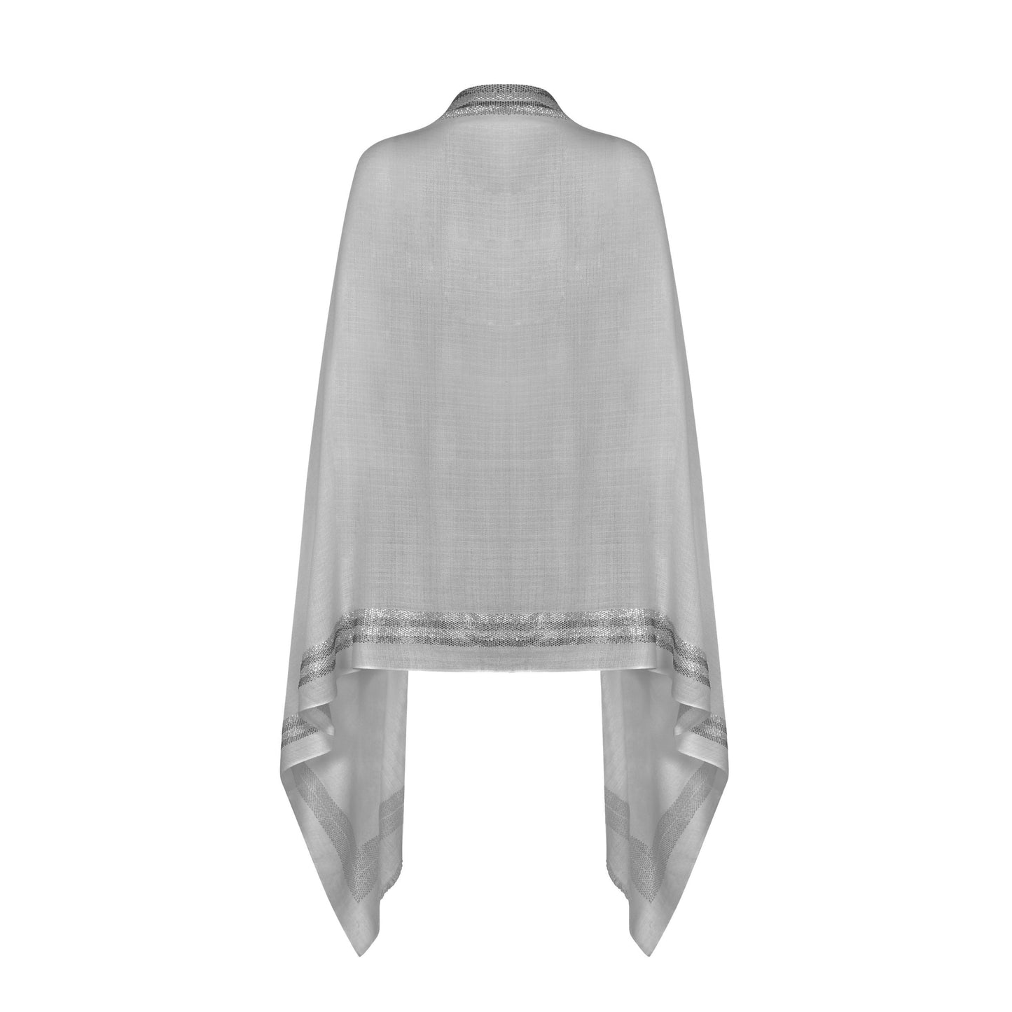 CASHMERE & SWAROVSKI WRAP - GREY with SILVER