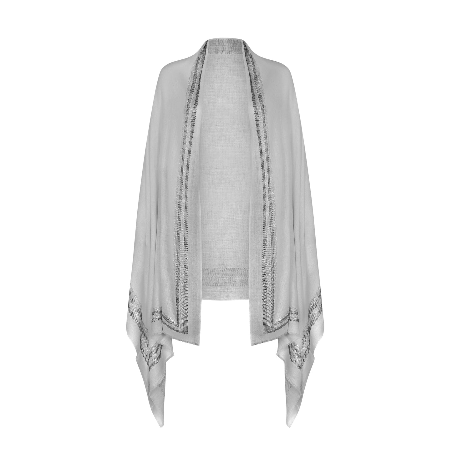 CASHMERE & SWAROVSKI WRAP - GREY with SILVER