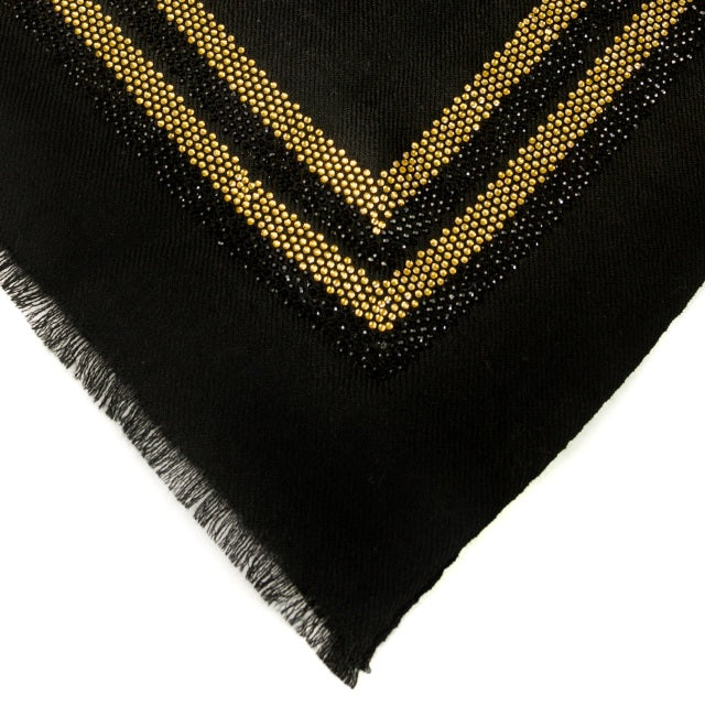 CASHMERE & SWAROVSKI WRAP - BLACK with GOLD