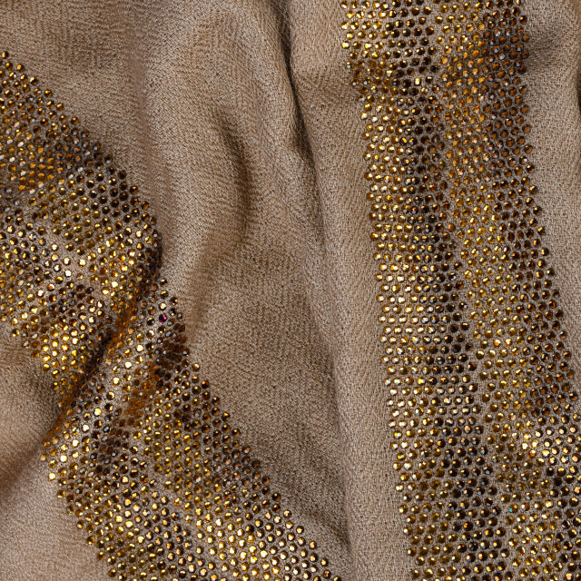 CASHMERE & SWAROVSKI WRAP - MOCHA
