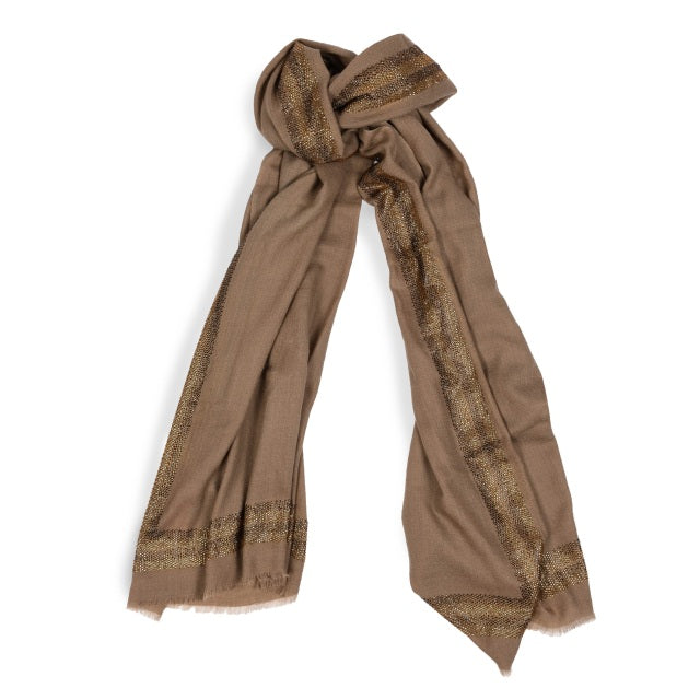 CASHMERE & SWAROVSKI WRAP - MOCHA