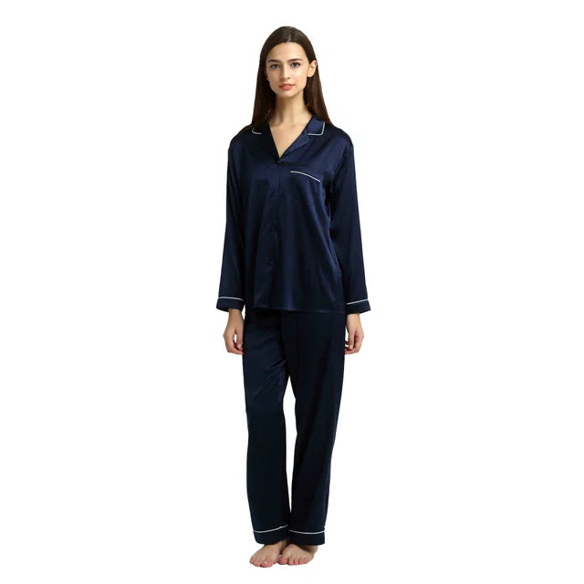 LUXURY SILK PYJAMAS - NAVY