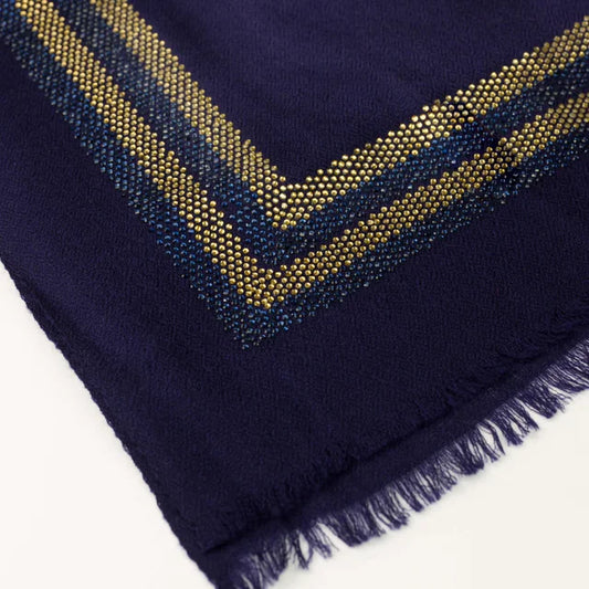 CASHMERE & SWAROVSKI WRAP - NAVY (Available with silver or gold trim)