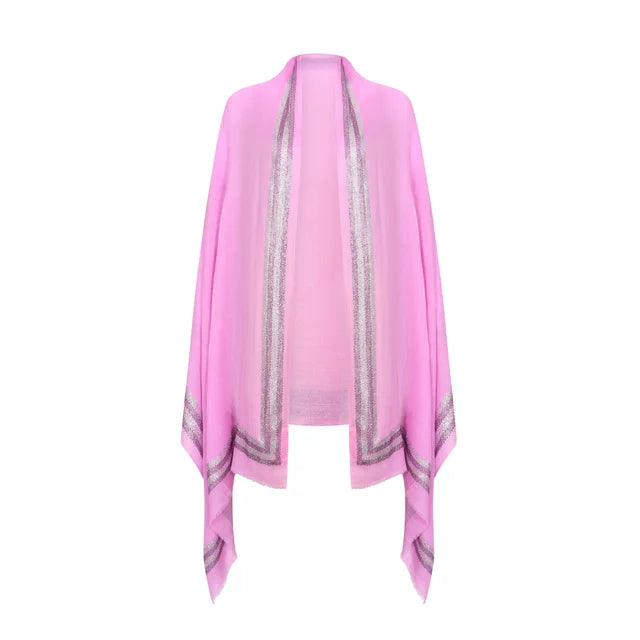 CASHMERE & SWAROVSKI WRAP - MAUVE with SILVER
