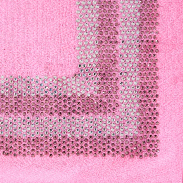 CASHMERE & SWAROVSKI WRAP - CANDY PINK with SILVER