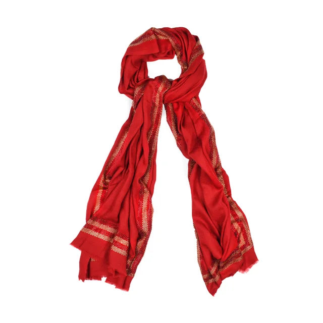 CASHMERE & SWAROVSKI WRAP - RED
