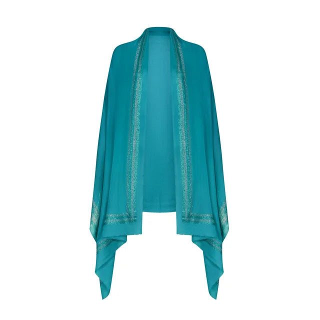 CASHMERE & SWAROVSKI WRAP - TURQUOISE
