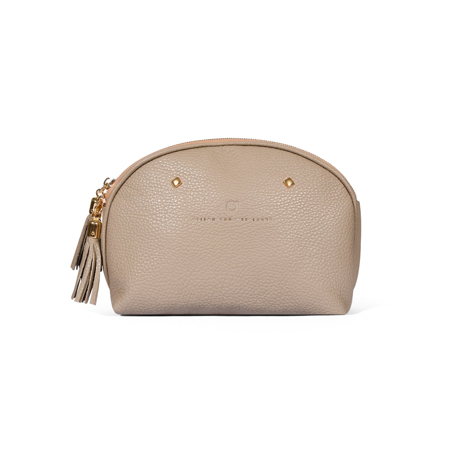 NEW HALF MOON MAKE-UP BAG - TAUPE with GOLD