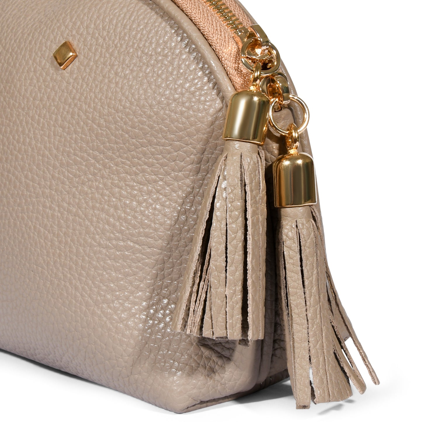 NEW HALF MOON MAKE-UP BAG - TAUPE with GOLD