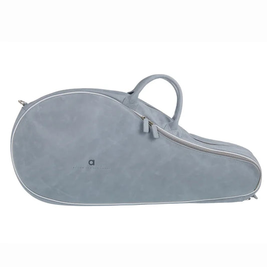 NEW DOUBLE TENNIS CASE - DOVE GREY with WHITE PIPING